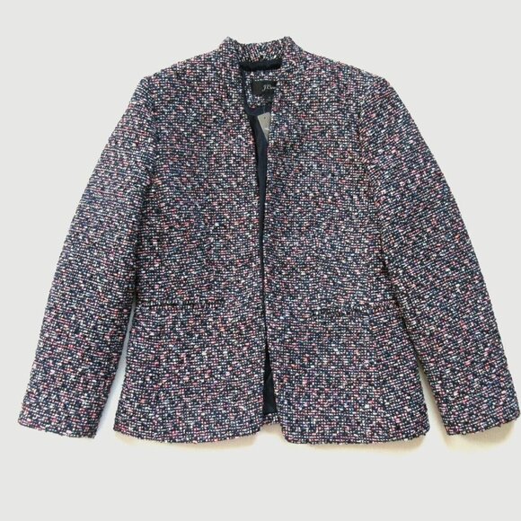 NWT J.Crew Going Out Blazer in Pink Confetti Tweed Open Jacket 0
